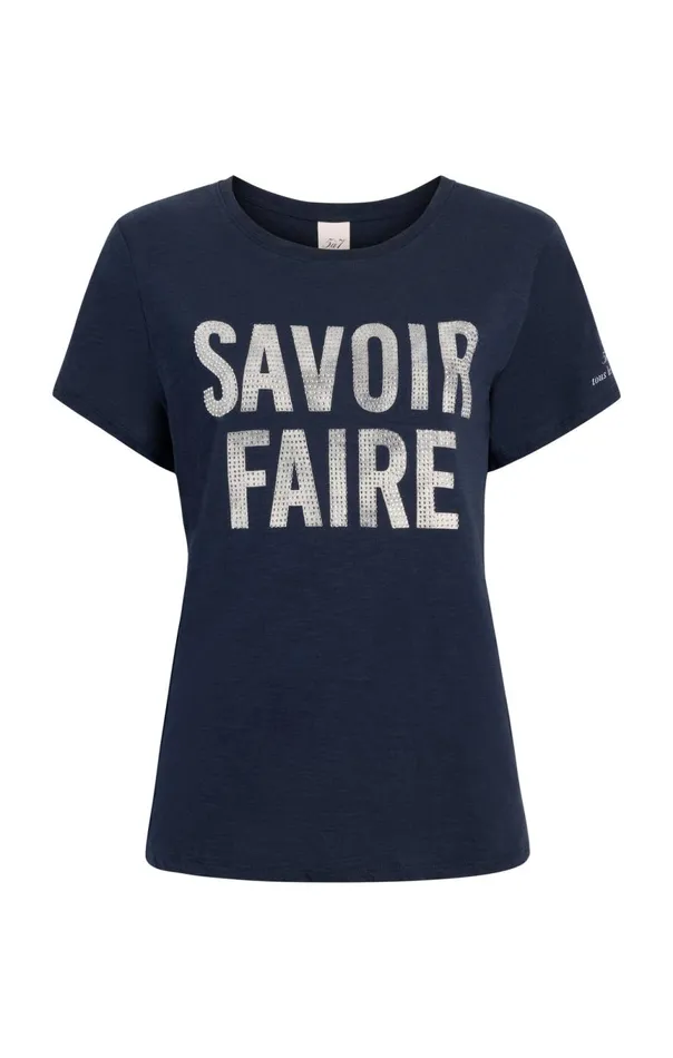 Women Rhinestone Savoir Faire Tee Navywhite Cinq Sept Tees