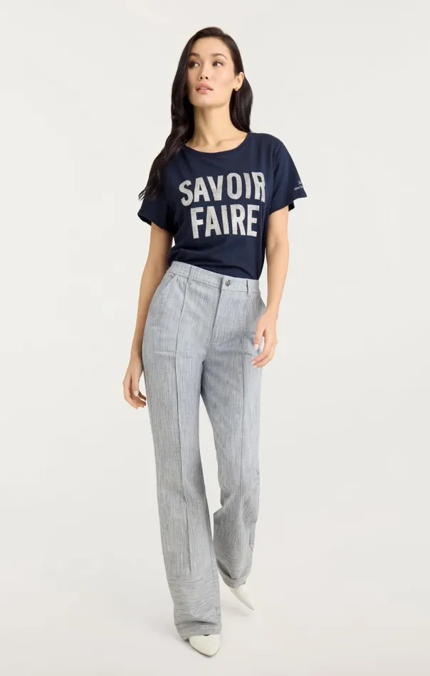 Women Rhinestone Savoir Faire Tee Navywhite Cinq Sept Tees