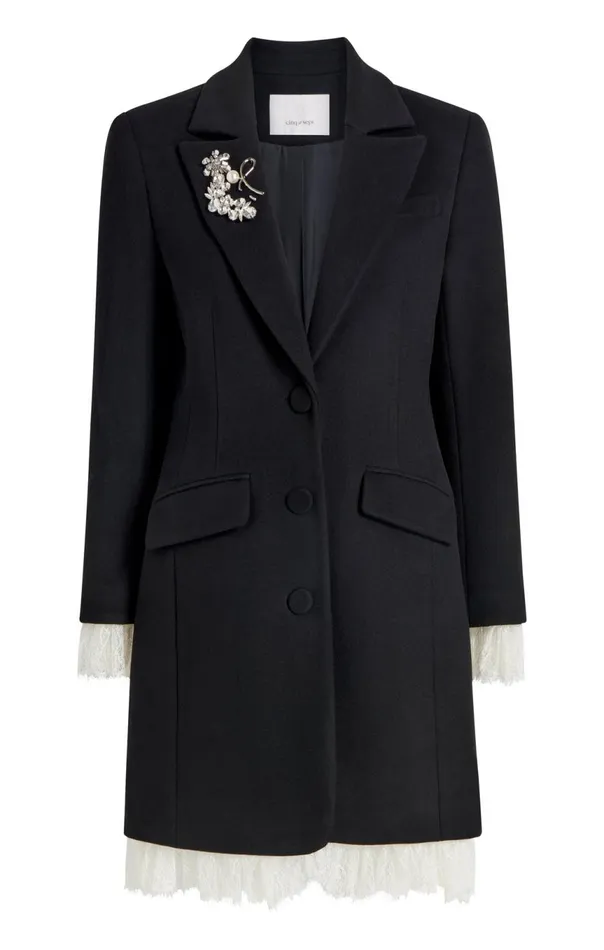 Women Roxie Coat Blackivory Cinq Sept Outerwear