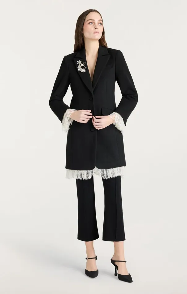 Women Roxie Coat Blackivory Cinq Sept Outerwear