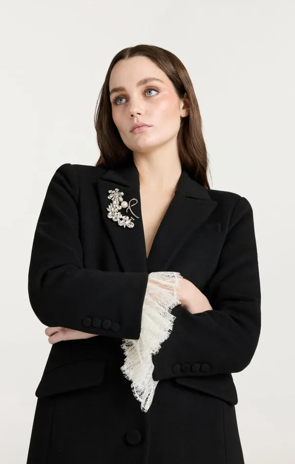 Women Roxie Coat Blackivory Cinq Sept Outerwear