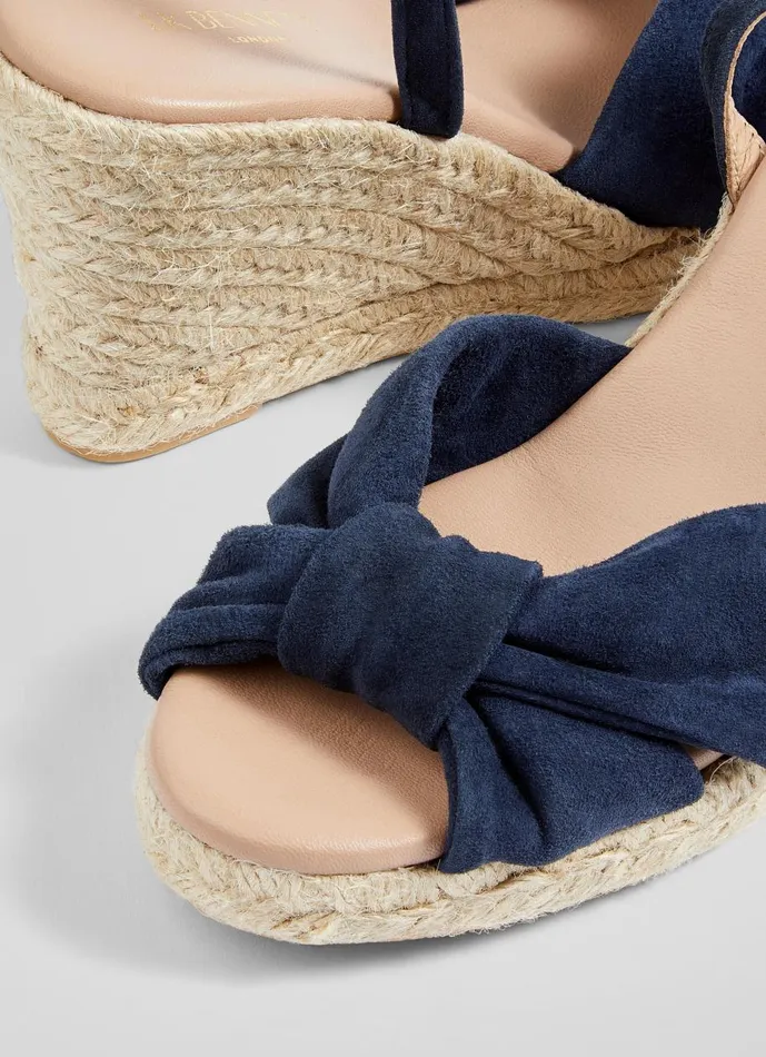 Women Sandals LKBennett Angela Navy Suede Espadrille Sandals Navy