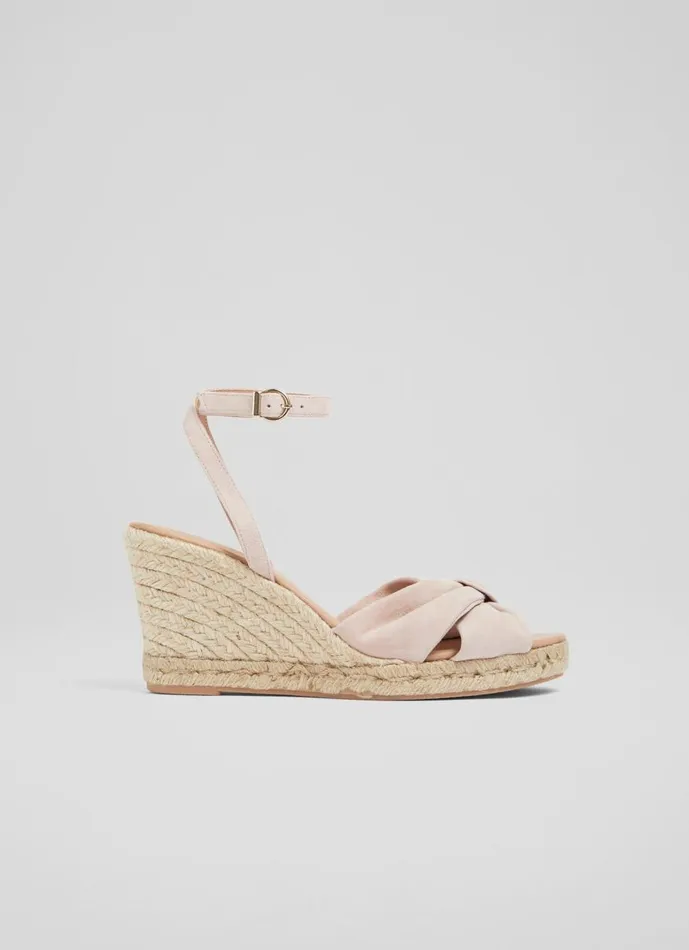 Women Sandals LKBennett Angela Pink Suede Espadrille Sandals Pink