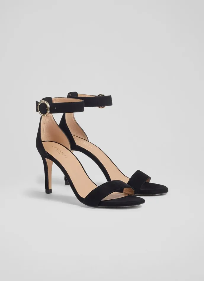 Women Sandals LKBennett Ivy Black Suede Single Strap Sandals Black