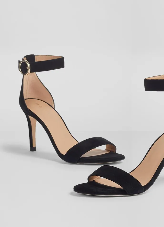 Women Sandals LKBennett Ivy Black Suede Single Strap Sandals Black
