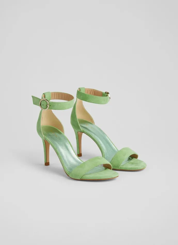 Women Sandals LKBennett Ivy Green Suede Single Strap Sandals Green