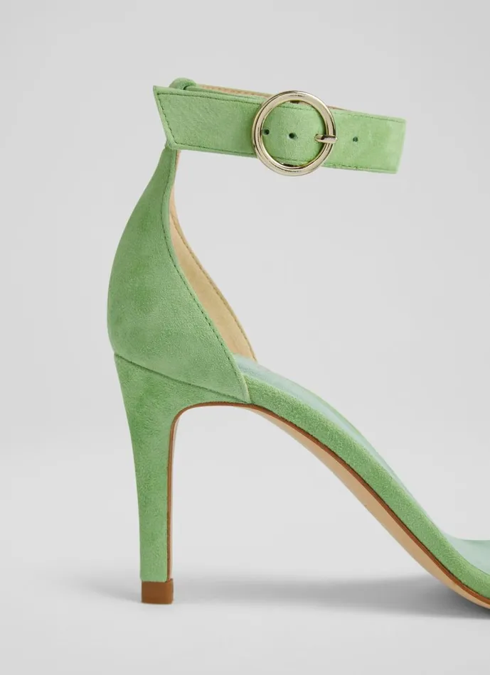 Women Sandals LKBennett Ivy Green Suede Single Strap Sandals Green