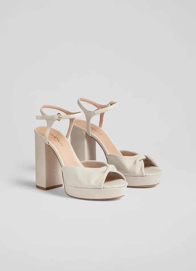 Women Sandals LKBennett Rosa Metallic Suede Platform Sandals Pearlised Grey Women Sandals LKBennett Rosa Metallic Suede Platform Sandals Pearlised Grey