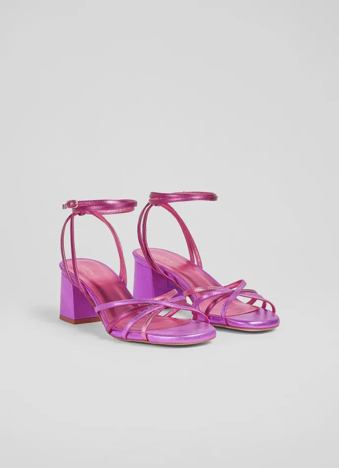 Women Sandals LKBennett Starlet Pink And Purple Metallic Strappy Sandals Fuchsia Women Sandals LKBennett Starlet Pink And Purple Metallic Strappy Sandals Fuchsia