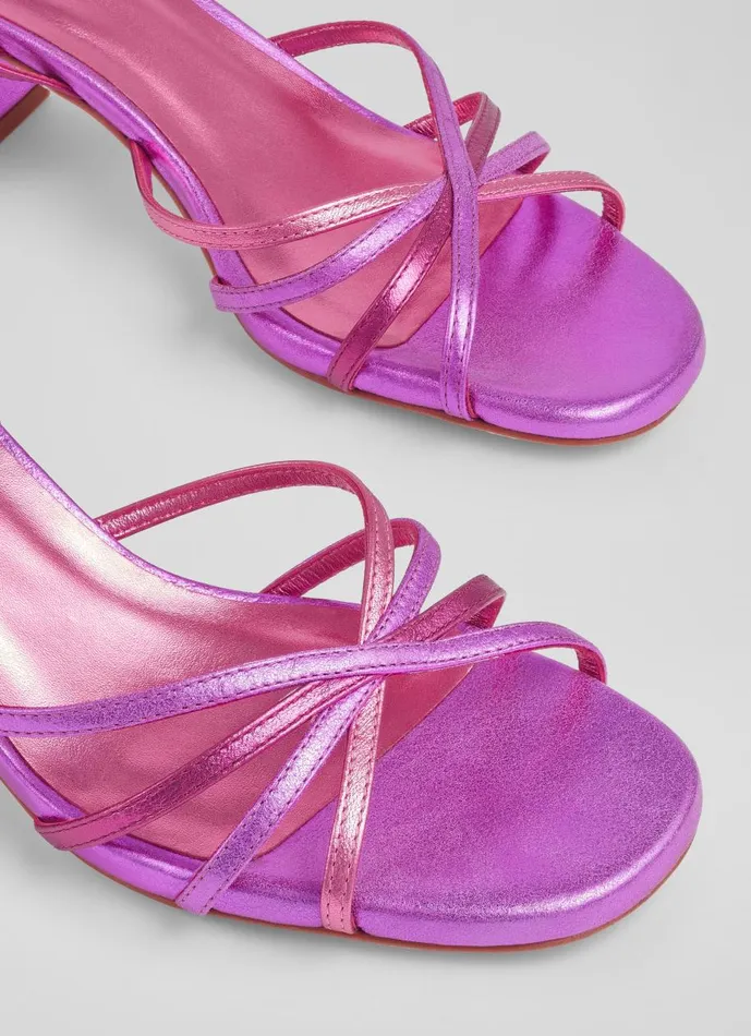 Women Sandals LKBennett Starlet Pink And Purple Metallic Strappy Sandals Fuchsia Women Sandals LKBennett Starlet Pink And Purple Metallic Strappy Sandals Fuchsia
