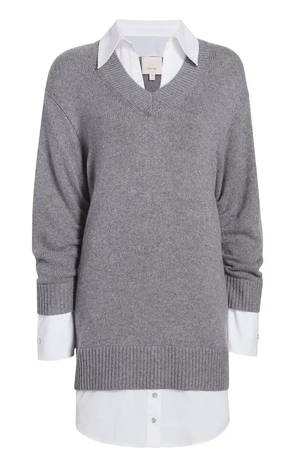 Women Santina Dress Heathergreywhite Cinq Sept Sweaters and Knits