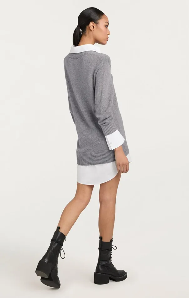 Women Santina Dress Heathergreywhite Cinq Sept Sweaters and Knits