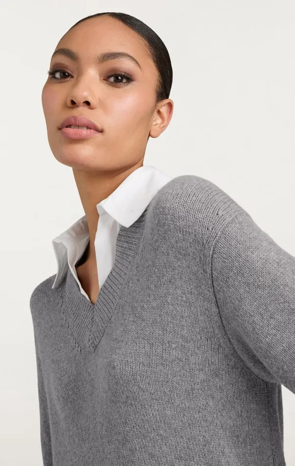 Women Santina Dress Heathergreywhite Cinq Sept Sweaters and Knits