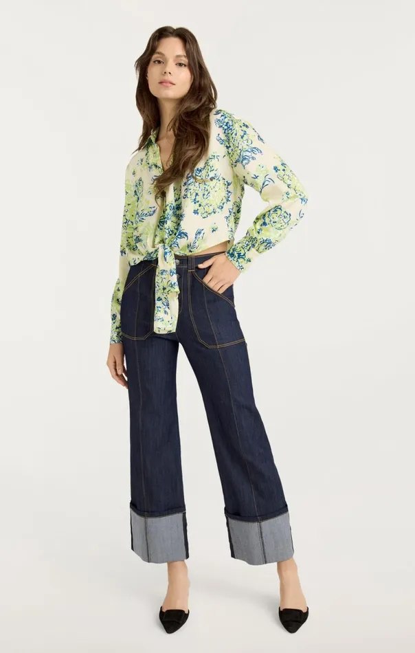 Women Seaside Bouquet Marianna Top Lightplastermulti Cinq Sept Long Sleeve Tops