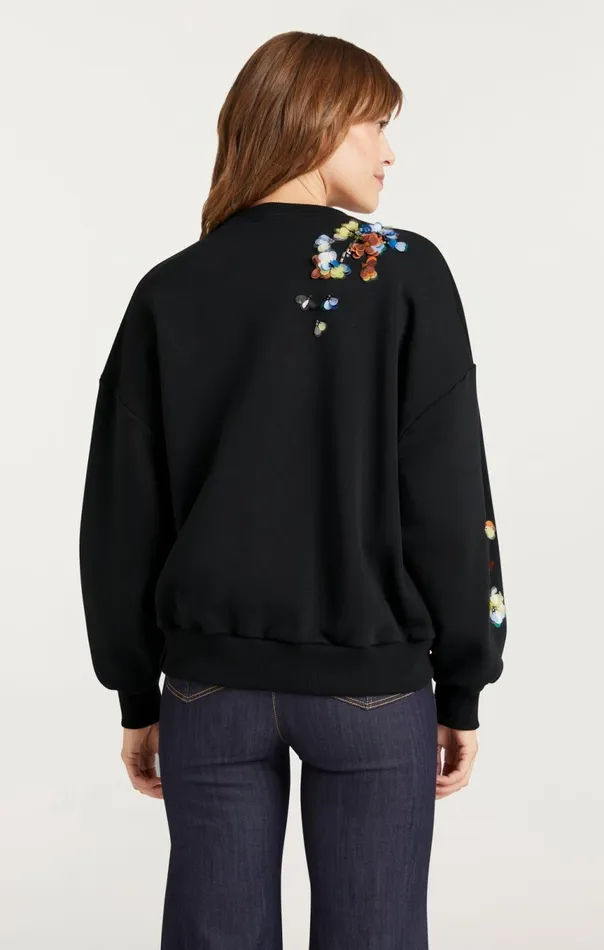 Women Sequin Flower Embellished Brandy Pullover Blackmulti Cinq Sept Sweaters and Knits