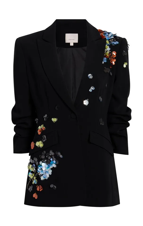 Women Sequin Flower Scrunched Cheyenne Blazer Blackmulti Cinq Sept Blazers