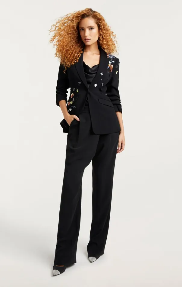 Women Sequin Flower Scrunched Cheyenne Blazer Blackmulti Cinq Sept Jackets