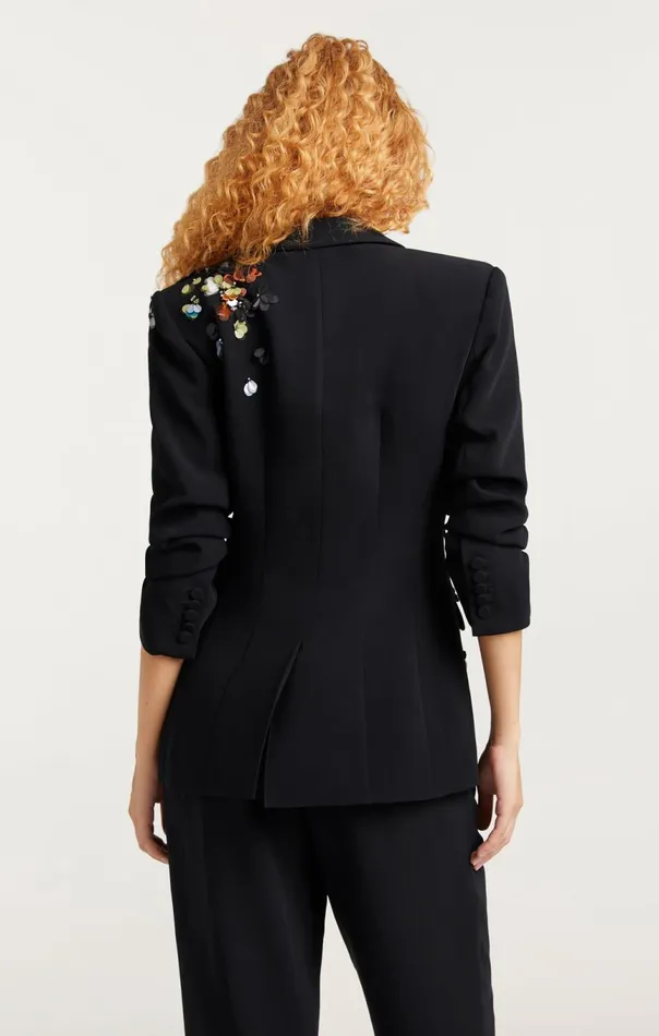 Women Sequin Flower Scrunched Cheyenne Blazer Blackmulti Cinq Sept Jackets