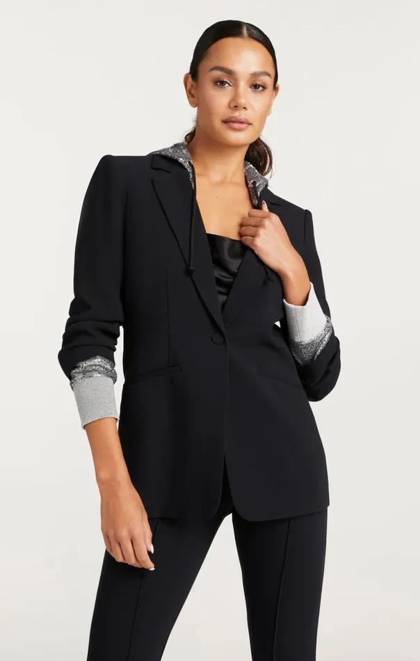 Women Sequin Hooded Khloe Blazer Blacksilver Cinq Sept Blazers