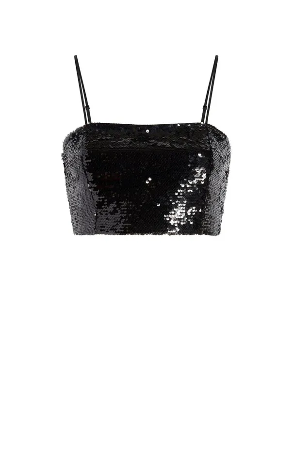 Women Sequin Nikki Top Black Cinq Sept Tank Tops and Camisoles
