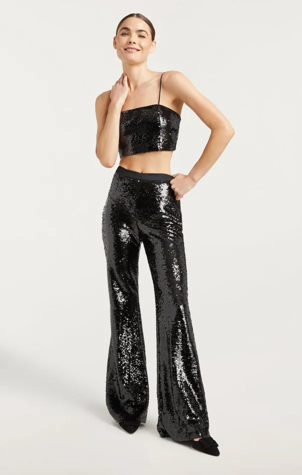 Women Sequin Nikki Top Black Cinq Sept Tank Tops and Camisoles