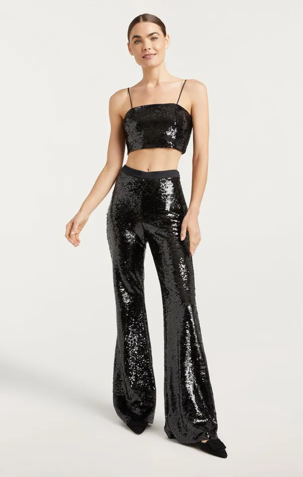 Women Sequin Nikki Top Black Cinq Sept Tank Tops and Camisoles