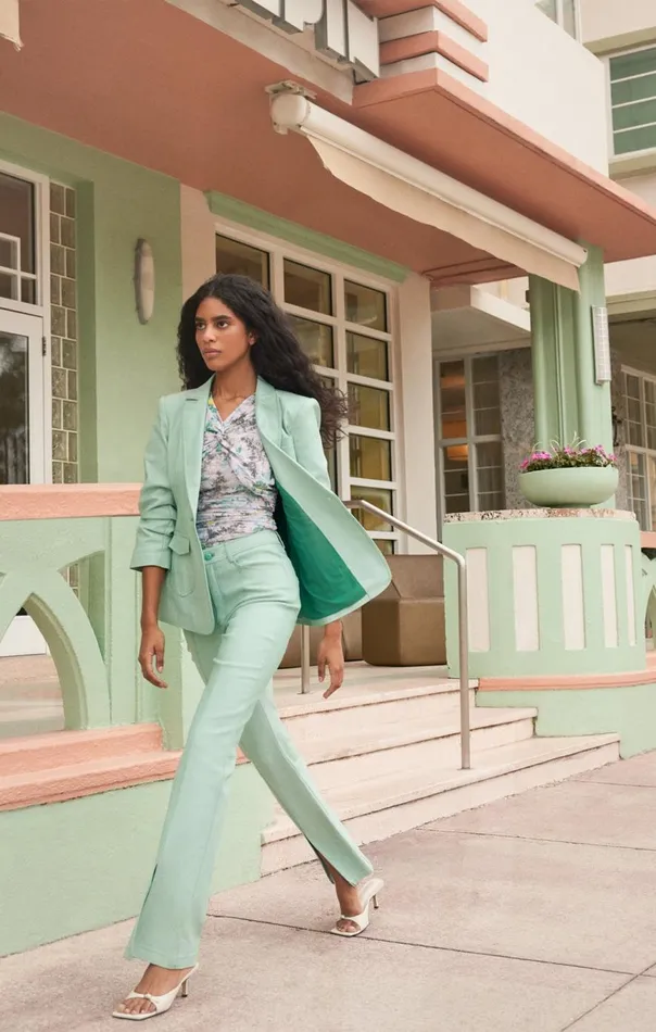 Women Shanis Pant Lightmarinegreen Cinq Sept Pants