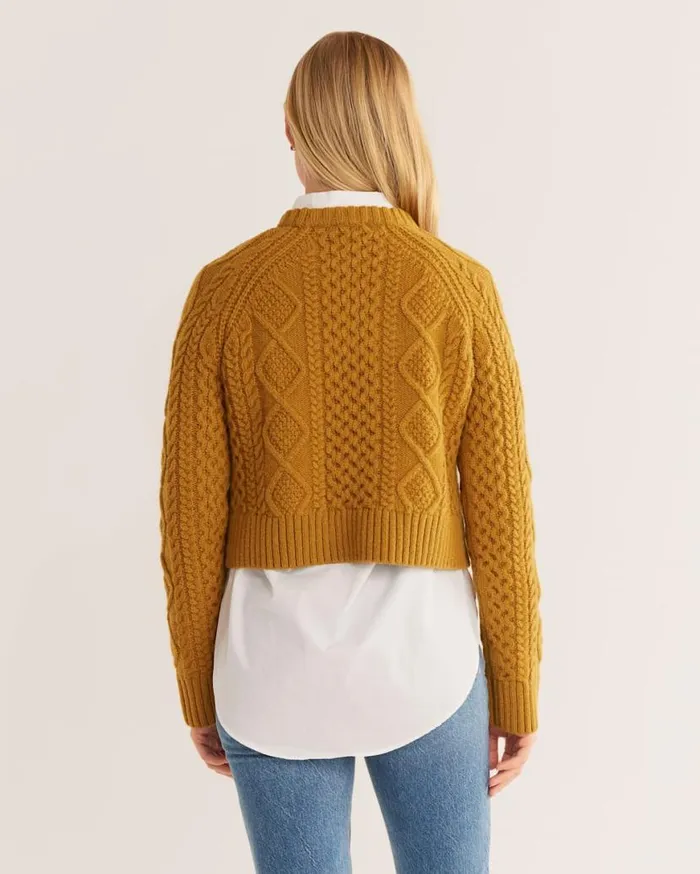 Women SHETLAND COLLECTION FISHERMAN SWEATER Deep Gold Pendleton Sweaters