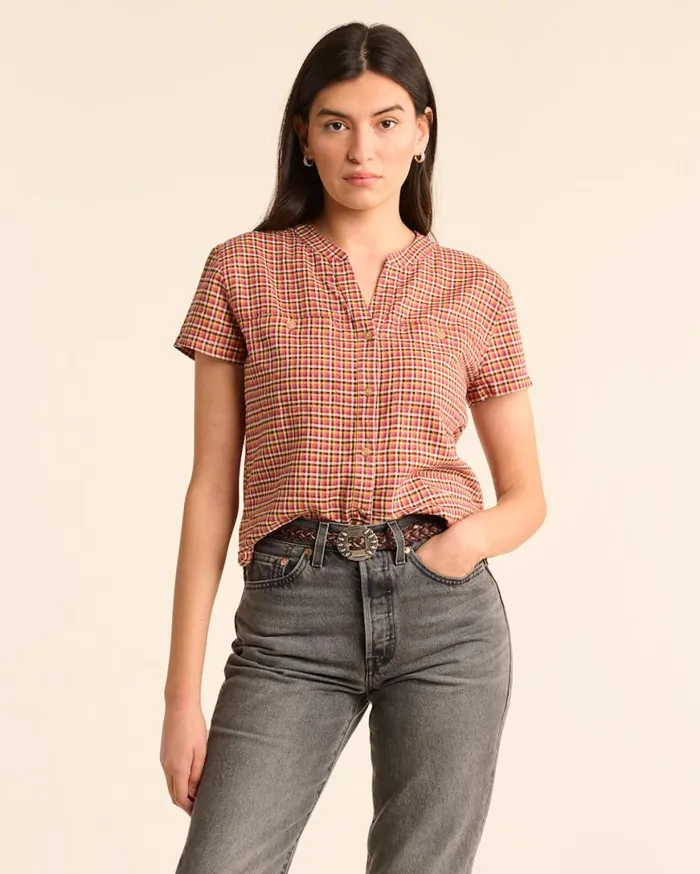 Women SHORTSLEEVE ADLEY SHIRT Pink Farmhouse Check Pendleton Shirts and Blouses Women SHORTSLEEVE ADLEY SHIRT Pink Farmhouse Check Pendleton Shirts and Blouses