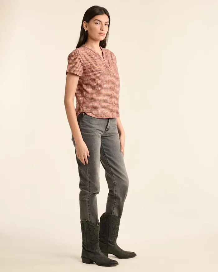 Women SHORTSLEEVE ADLEY SHIRT Pink Farmhouse Check Pendleton Shirts and Blouses