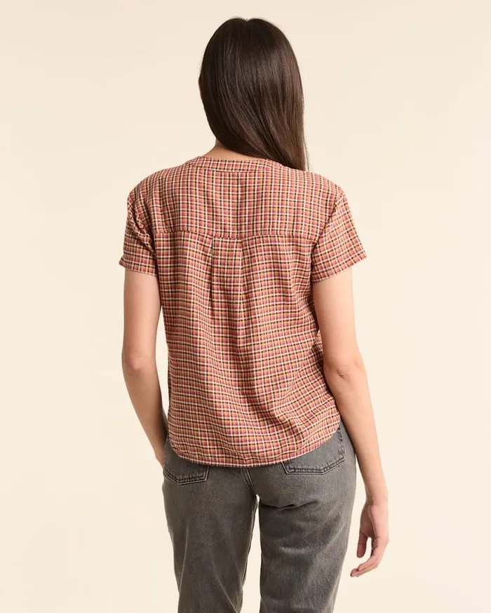 Women SHORTSLEEVE ADLEY SHIRT Pink Farmhouse Check Pendleton Shirts and Blouses
