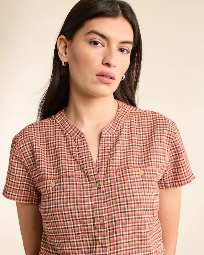 Women SHORTSLEEVE ADLEY SHIRT Pink Farmhouse Check Pendleton Shirts and Blouses