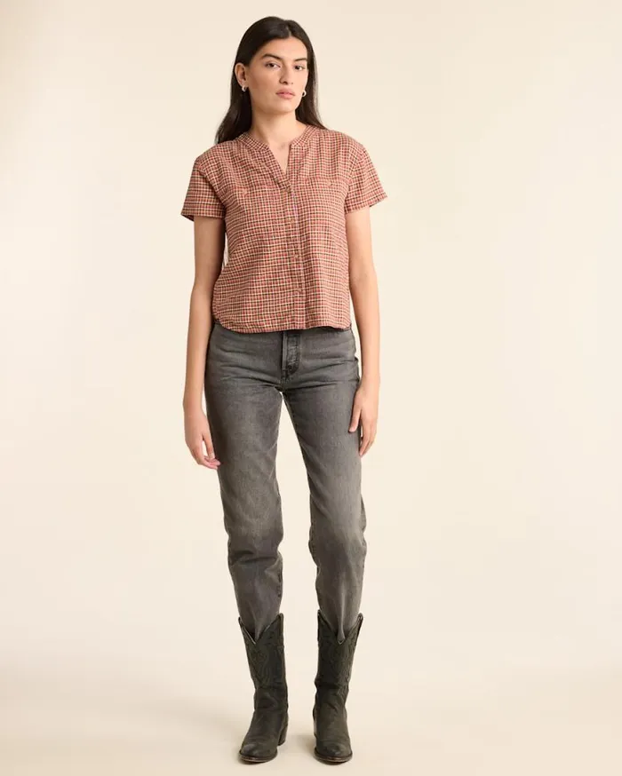 Women SHORTSLEEVE ADLEY SHIRT Pink Farmhouse Check Pendleton Shirts and Blouses