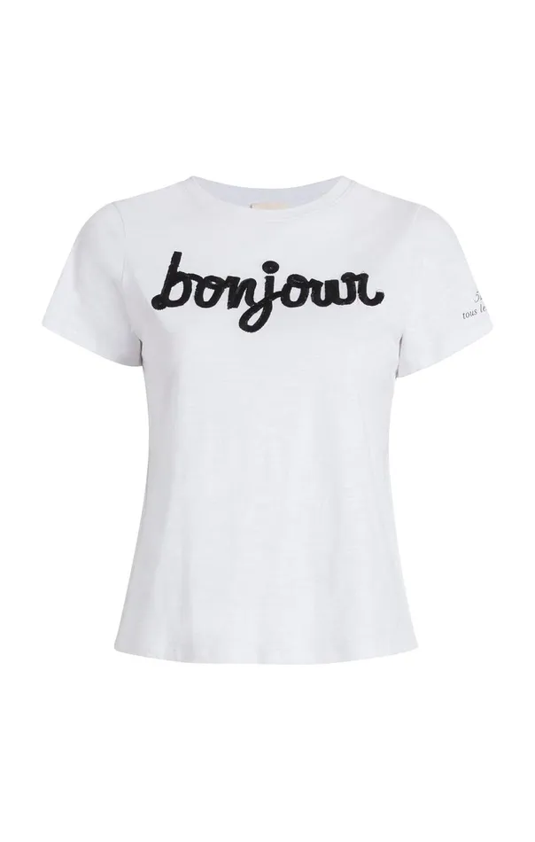 Women Shrunken Fringe Bonjour Tee Whiteblack Cinq Sept Tees