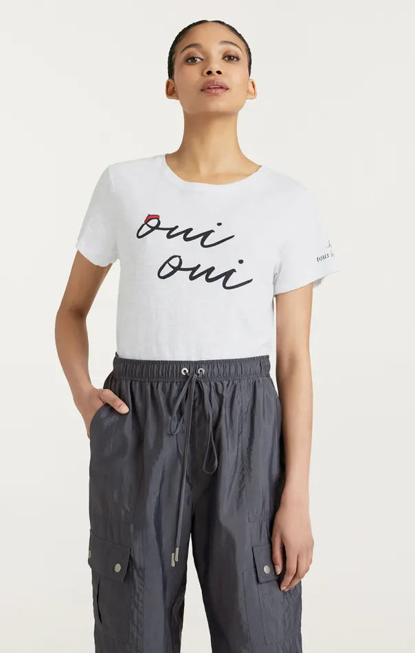 Women Shrunken Oui Oui Tee Whiteblack Cinq Sept Tees