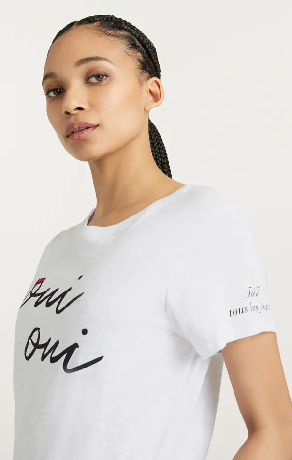 Women Shrunken Oui Oui Tee Whiteblack Cinq Sept Tees