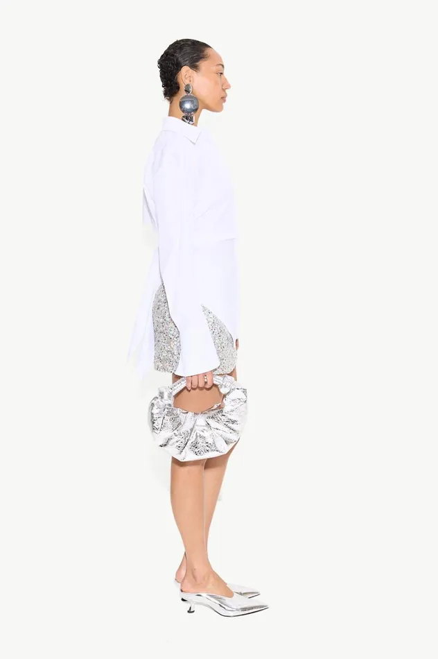 Women Simon Miller Bags Crinkle Lopsy Bag In Silver Vegan Leather SIMON MILLER Women Simon Miller Bags Crinkle Lopsy Bag In Silver Vegan Leather SIMON MILLER
