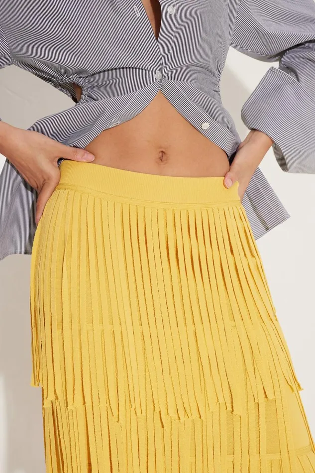 Women Simon Miller Bottoms Za Za Knit Fringe Skirt In Butter Women Simon Miller Bottoms Za Za Knit Fringe Skirt In Butter