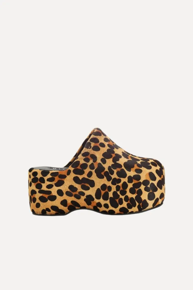 Women Simon Miller Bubble Clogs Haircalf Platform Bubble Clog In Cheetah Scramble Calf Hair