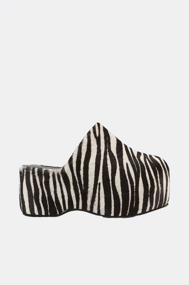 Women Simon Miller Bubble Clogs Haircalf Platform Bubble Clog In Zebra Trip Calf Hair