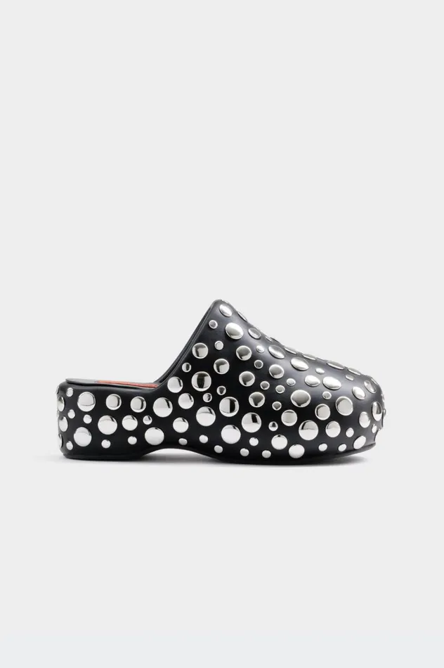 Women Simon Miller Bubble Clogs Studded Bubble Clog In BlackSilver Vegan Leather