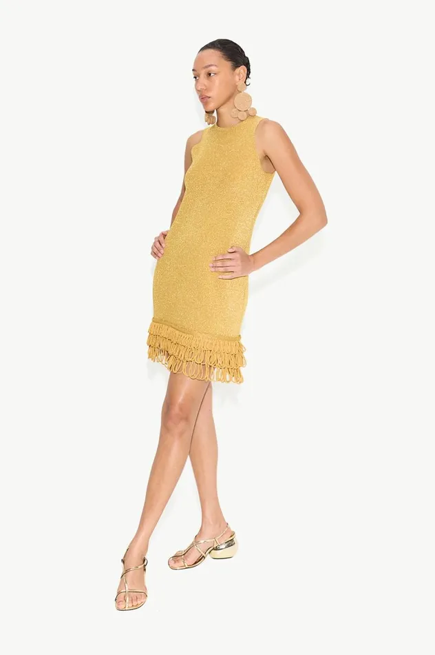 Women Simon Miller Dresses Albers Knit Mini Dress In Star Gold