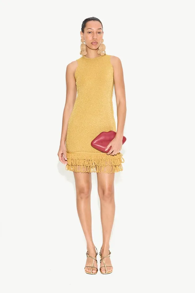 Women Simon Miller Dresses Albers Knit Mini Dress In Star Gold Women Simon Miller Dresses Albers Knit Mini Dress In Star Gold
