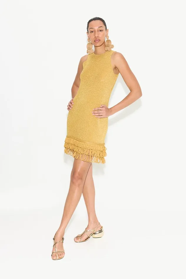 Women Simon Miller Dresses Albers Knit Mini Dress In Star Gold Women Simon Miller Dresses Albers Knit Mini Dress In Star Gold