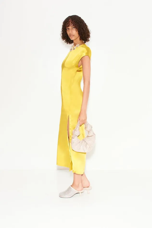 Women Simon Miller Dresses Argan Satin Dress In Star Gold Women Simon Miller Dresses Argan Satin Dress In Star Gold