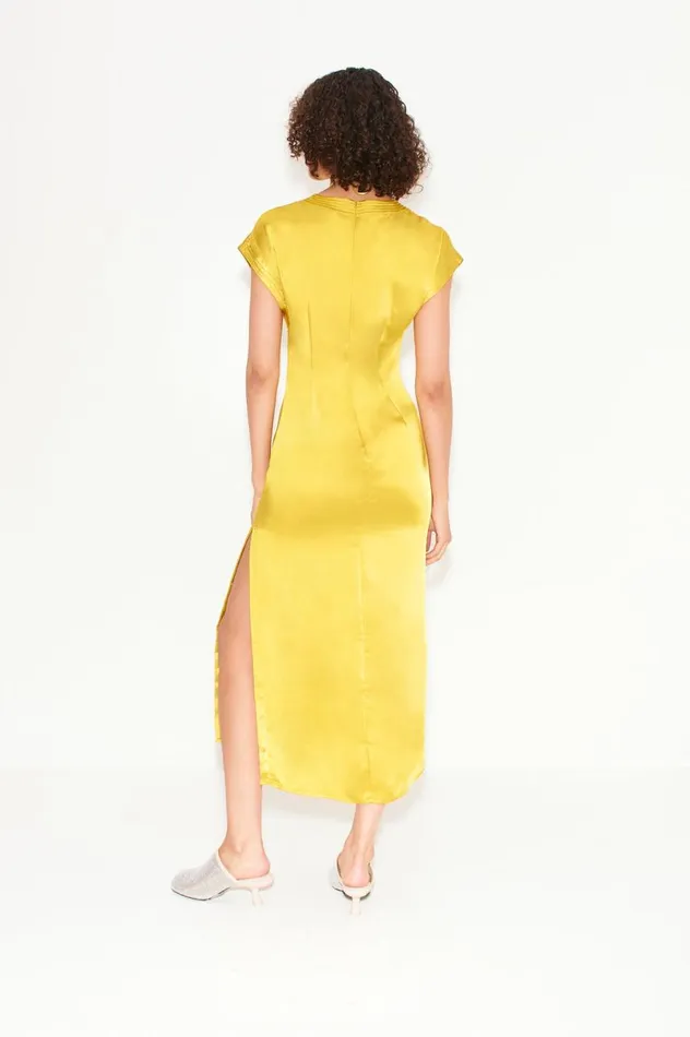 Women Simon Miller Dresses Argan Satin Dress In Star Gold Women Simon Miller Dresses Argan Satin Dress In Star Gold
