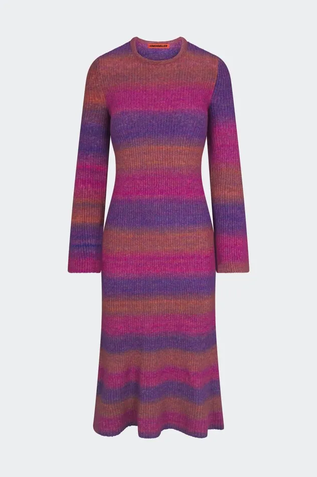 Women Simon Miller Dresses Axon Dress In Distorted Stripe