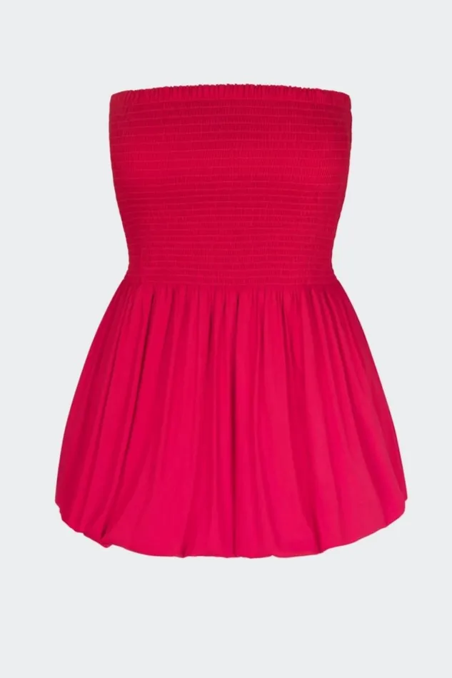 Women Simon Miller Dresses Belle Smocked Dress In Lucky Red Cotton