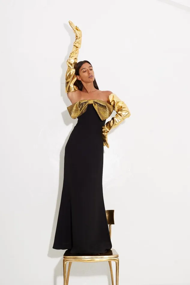 Women Simon Miller Dresses Dali Crepe Dress In BlackStar Gold Women Simon Miller Dresses Dali Crepe Dress In BlackStar Gold