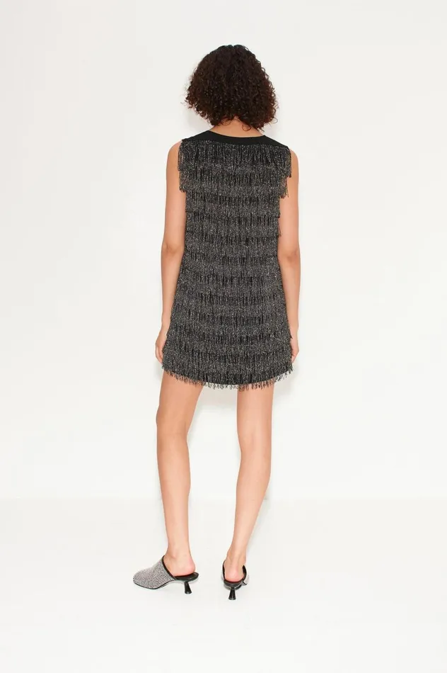 Women Simon Miller Dresses Fountain Fringe Dress In Black Women Simon Miller Dresses Fountain Fringe Dress In Black